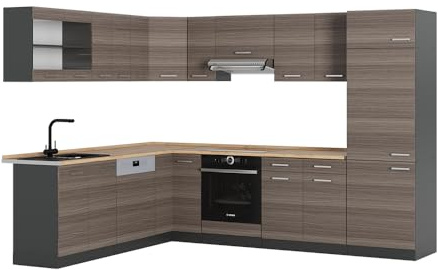 Vicco Eckküche R-Line, Edelgrau/Anthrazit, 287 x 227 cm
