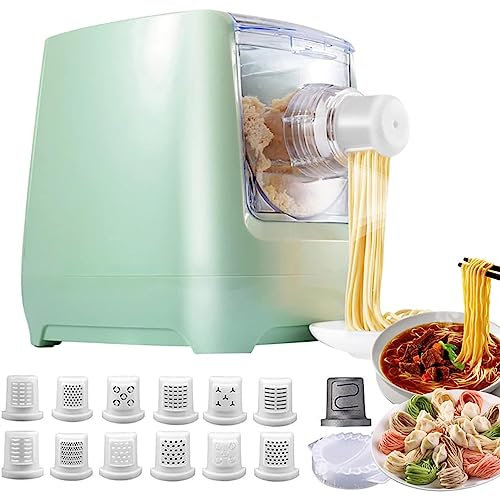 JMOZHCD Manual Pasta Machine Spaghetti Roller Lasagne, Fully Automatic Pasta Maker Machine for Spaghetti Wide Noodle (Green)