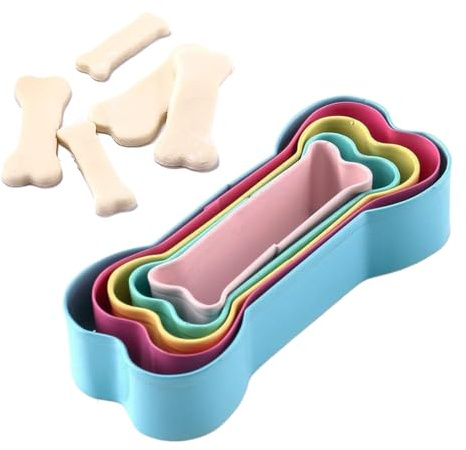 Husoiuy Cortador de galletas de hueso, cortador de galletas en forma de hueso, 5 moldes de acero inoxidable coloridos, manualidades para pasteles y fondant, aperitivos caseros
