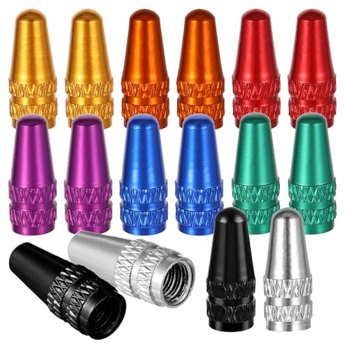 Xinjoduz 20 PCS Presta Valve Cap, Presta Dust Caps for Bikes, Aluminum Valve Stem Adapter, French Cycling Valves Air Tire Caps for MTB Road Racing Bicycle, Rocket Style (10 Colors)