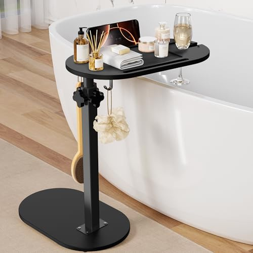 Sunnacate Bamboo Bathtub Table with Adjustable Height, Freestanding Bath Tray Caddy Board Tub Organizer, House Warming Gift, New Home, Anniversary Wedding Gifts, Bridal Shower Gift for Women