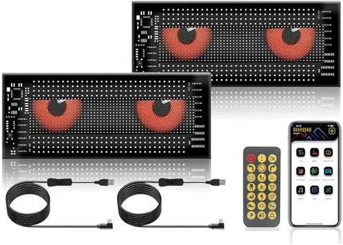 2 Stück Devil Eyes Light For Cars Led Augen für Lkw,Teufelsaugen Lichter für Autos,Programmierbares Flex-Auto-LED-Display für Auto, LKW, Geschäft, DIY Dynamische LED Werbung