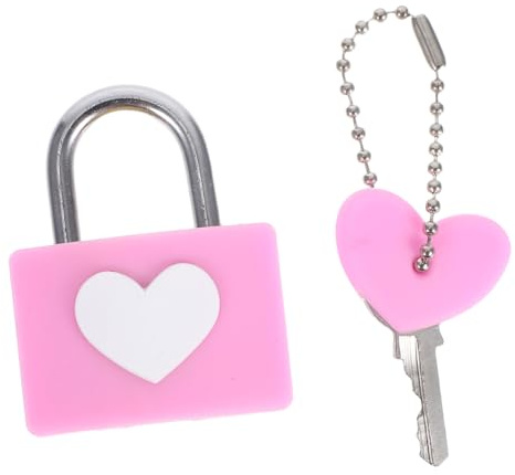 Mipcase LOVE LOCK à cœur de mariage cadenas de mariage serrures mignonnes clé de serrure vintage serrure en forme de coeur joli cadenas d'amour pont Gel de silice rose
