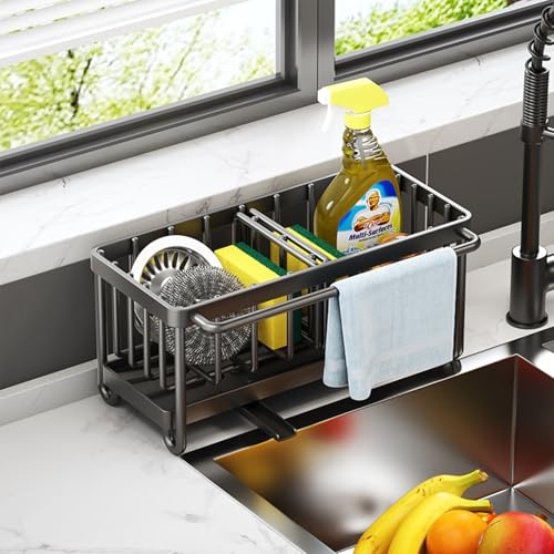 ZHXMALL Escurreplatos para cocina, ahorra espacio, organizador de platos para la encimera de la cocina con soporte para cubiertos, soporte para platos con caño giratorio