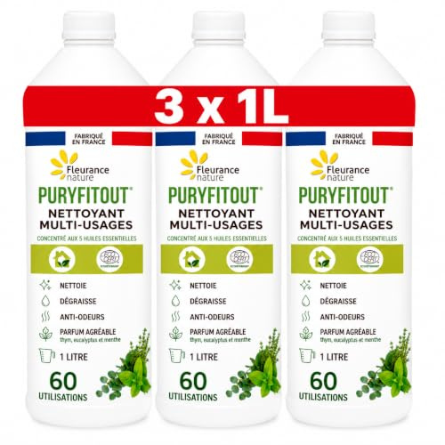 Puryfitout | Détergent Multi-Surfaces | Huiles Essentielles | Bio | 3 X 1L