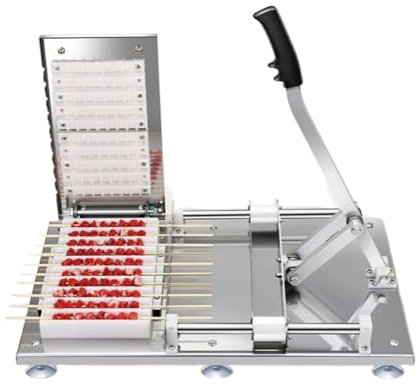 Yidubid Manuel Machine À Brochettes De Mouton, 10 Trous BBQ Machine À Brochettes De Viande en Bambou Acier Inoxydable Manuel Moule À Brochettes pour La Cuisine, Stands De Barbecue