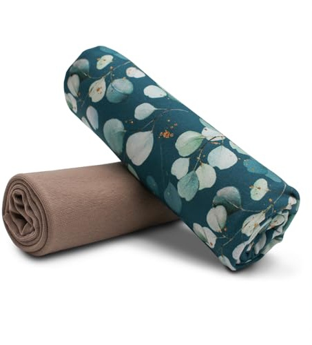 Stoffpaket 0,5m Jersey + 0,5m Bündchenstoff zum Nähen von Kinderkleidung Kinderstoff Jerseystoff (Eukalyptus Dunkelgrün + Taupe Set45)