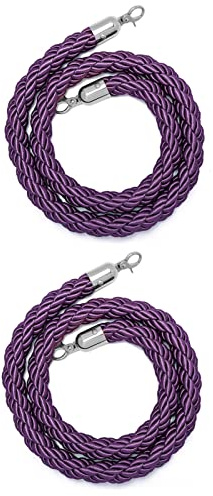 KRXSOBNV, Corde de Chanvre de barrière, Cordes tressées de Poteau VIP de 2 pièces for Le contrôle des foules, Corde de File d'attente de fête de cinéma d'église/,Cordes de Garde-Corps(Purple,4M/13.1F