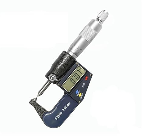 Outils de mesure Micromètre extérieur numérique à double pointe 0-25 mm 0,001 mm Micromètres électroniques à pointe en carbure Pour une mesure précise(DoubleHead 60degree)