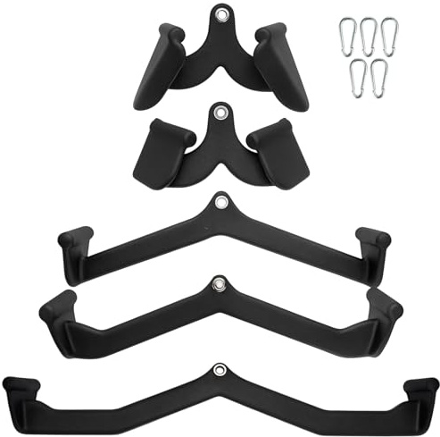 GreenWhim Lat Pulldown Bar Set V Bar Cable Attachments for Pulley Machine, Back and Arm Strength Training Handles for Home Gym Fitness Equipment