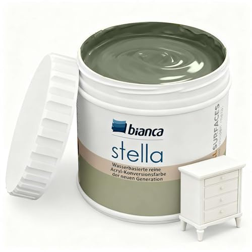 Bianca Stella Pintura para muebles sin lijar, pintura perfumada a base de agua para muebles, para madera, armario de cocina, mesa, silla, verde oliva, brillante, resistente a los arañazos, alta