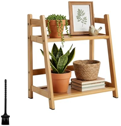 ZRUEWOT Küchenregal Bambus Becherhalter 2-stufig - Kaffee & Tee Organizer, Tassenregal Holz für Arbeitsplatte, Matcha Station, Regale für Küche & Büro