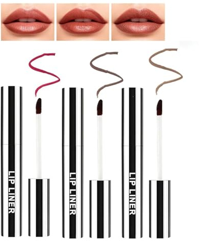 3 Couleurs Crayon à Lèvres Peel Off Lip Stain, Encre à Lèvres Sans Transfert, Lip Liner Imperméable Longue Durée, Haute Pigmentation pour Contour Précis et Maquillage Naturel (Clair/Marron/Bordeaux)