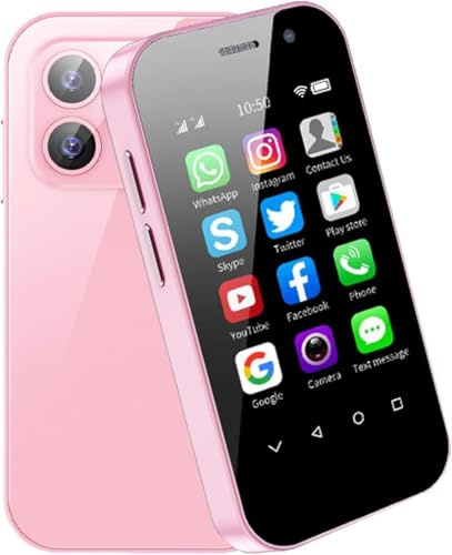 Longben Mini Smartphone 4G Sbloccato, Display HD 3,0 pollici, Dual SIM, 3GB RAM + 32GB ROM, Batteria 2600 mAh, Doppia fotocamera, Sblocco visivo, cellulare senza contratto – Rosa, 32GB