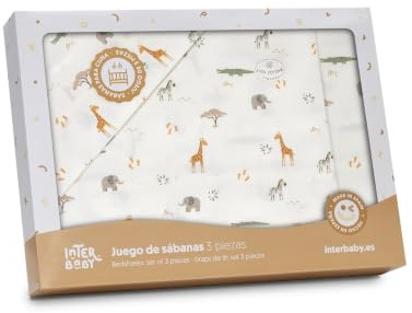 Danielstore Sábanas Minicuna 50x80 cm para Bebé, Juego de Cama 3 Piezas, 100% Algodón Transpirable, Sábana Bajera Ajustable + Encimera + Funda de Almohada, Textil Suave para Recién Nacido