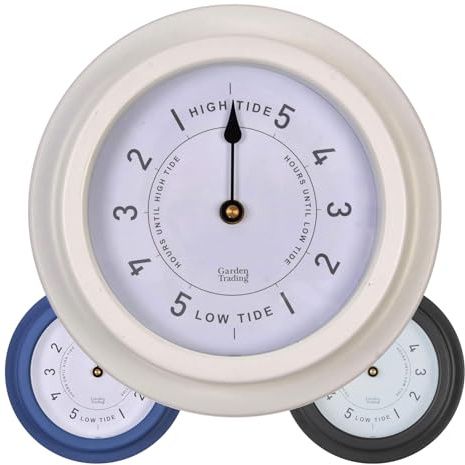 CKB LTD Traditional Nautical Tide Clock Weather Resistant - Indoor and Outdoor - Battery Powered - Ideal Decor For Seaside Home or Caravan 22.7cm Steel (Lily White)