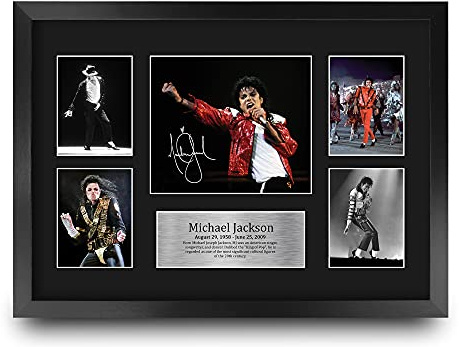 HWC Trading FR A3 Michael Jackson Musician Geschenke Gedruckt Signiert Autogramm Bild Für Musik Erinnerungsstücke Fans - A3 Framed