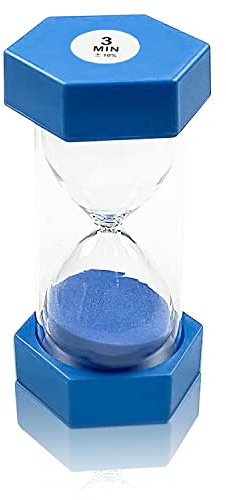 Hourglass Sand Timer, Sand Timer, Coloured Sand Timers for Children, Kitchen Timer Child Game Toy, Toothbrush Timer Sandglass, Home Office Decoration, 3 Minutes, Blue