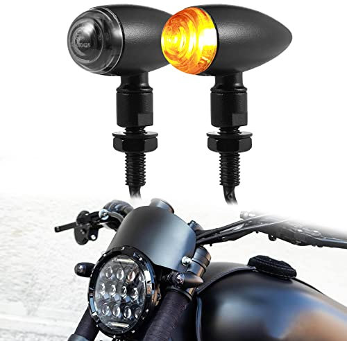 LOKLISUM 2pcs Lampeggiante Moto Omologato Retro Bullet Indicatori Moto A Lampadina 12V Impermeabile Luci Luci Universale per Street Bike Cruiser Chopper Bobber Scooter Cafe Racer