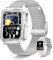 Smartwatch Damen mit Telefonfunktion, 1.59zoll Zarte Diamant Kleines HD Touchscreen Fitness Tracker mit Blutdruck/Herzfrequenz/Blutsauerstoff, Wasserdicht Sportuhr Metallband für Android iOS, Silber