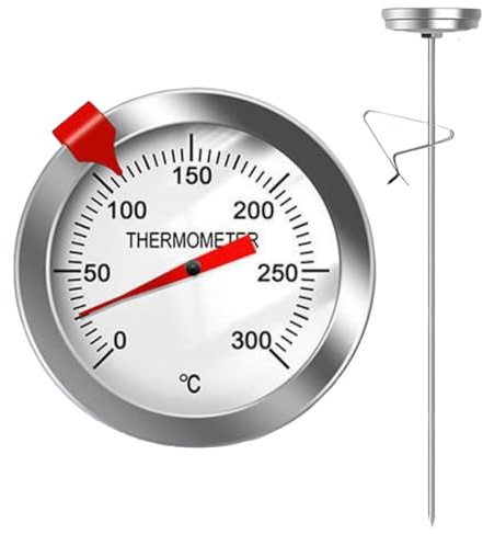 Oil Thermometer for Deep Frying,INRIGOROUS 300mm Stainless Steel Deep Frying Thermometer with Metal Retaining Clip for Cooking Oil Deep Frying for BBQ Grill Turkey (1)