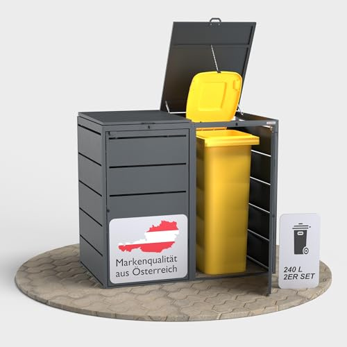 Dagobert Mülltonnenboxen für 240 Liter Mülltonne stabile Mülltonnenbox 2er | Verzinkter Stahl, Robuste Mülltonnenverkleidung, Verwendbar als Paketbox, Mülltonnen Unterstand