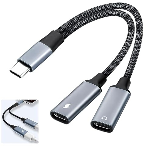 Mantoto USB C Splitter, OTG Cable Adapter USB Male to Double USB-C Female Cord Converter Dual USBC Headphone and Charger Adapter 2 in 1 Y Splitter Cable Compatible With Laptop iPhone Mac Phone
