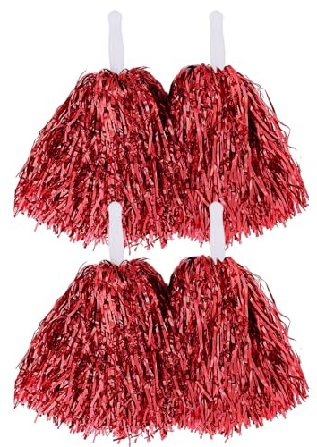JUFYVO 4pcs Cheerleading Poms Dancing Flower Cheerleading Ball Plastic Pom Pom Sports Cheer Party Dance Accessory for Stage Performances