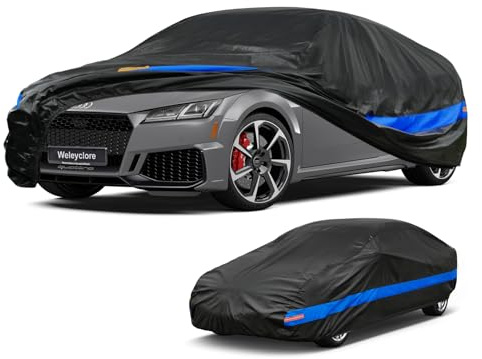 Weleyclore Coupe Car Cover 100% Waterproof Breathable,Outdoor Car Covers.Rain Snow UV Dust Protection.Fit for Audi TT,BMW Z4,Jaguar F type,Porsche 718 Cayman,Nissan 350Z 370Z,etc.(420 To 450cm) B5