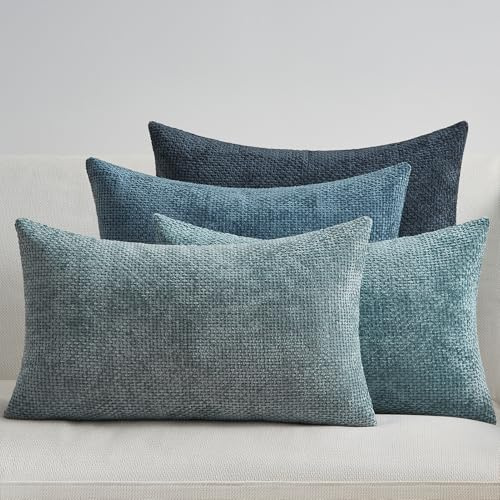Topfinel Kuddfodral 30x50 Blå 4-delat set Chenille Kuddfodral Kuddfodral Soffkudde Dekorativ Kudde Prydnadskudde Dekorativt Kuddfodral Rottingvävd Design För Soffa Vardagsrum Sovrum