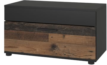 Vicco Wohnzimmerschrank Berno, Schwarz/Oldstyle, 70.8 x 38.9 cm | mit Klapptür, geeignet zur Aufbewahrung von Büchern und Ordnern