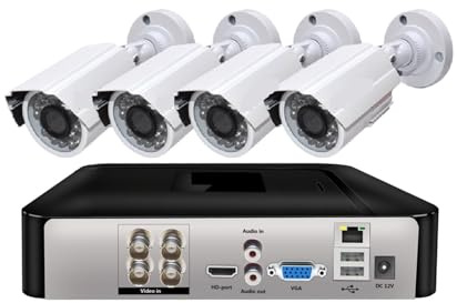 Kit telecamera di sorveglianza Full HD 4CH 1080P Cavo AHD DVR 18M con visione notturna a infrarossi Set telecamere sicurezza Cctv allarme impermeabile(None,4CH 4PCS 1080P)