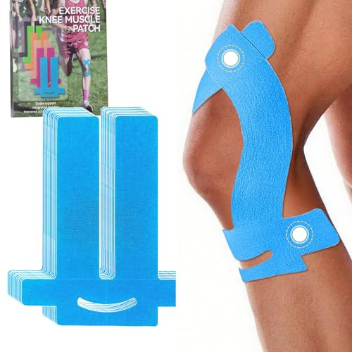 NEUJUS Kinesiologie Tape Knie, vorgeschnitten, 12 Stück, Baumwolle, Schmerzlinderung & Muskelunterstützung, wasserfest, atmungsaktiv, Sport & Physiotherapie (12 Stück blau)