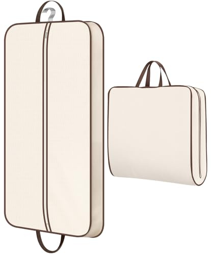 MISSLO 43 Suit Bags for Women Heavy Duty Garment Bag for Clothes Travel Mens Suit Carrier for Coats, Jackets, Shirts, Dress Cover, Beige