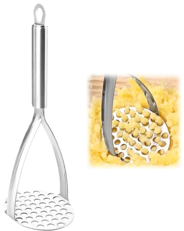 Metal Potato Masher，Stainless Steel Seamless One-Piece Masher for Kitchen Making Fruit & Vegetable Food Puree