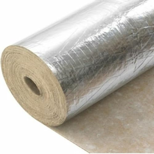 2mm Rubber with Silver Foil Underlay Wood Flooring & Laminate Underlay with Damp Proof Membrane Covers 20m² (2 x Rolls)