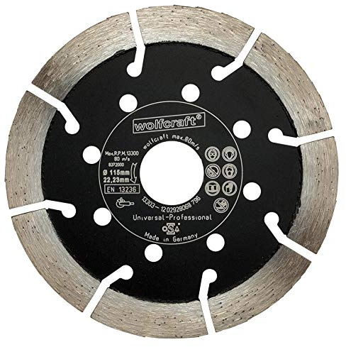 wolfcraft 8372000 Diamant-Trennscheibe Expert-Universal Ø 115 mm - für armierten Beton, Granit, Klinker, Naturstein, Bimsstein, Marmor, Kalksandstein, Dachpfannen
