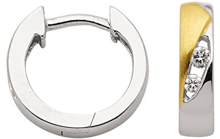 Creolen Bicolor mit Zirkonia aus 925 Sterling Silber