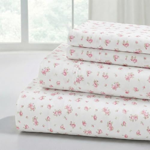 Modern Threads Lenzuola in Morbida Microfibra con Stampa, lussuose Lenzuola in Microfibra, Include Lenzuolo Piatto, Lenzuolo con Angoli con Tasche Profonde e federe, per Letto King Size, Colore: