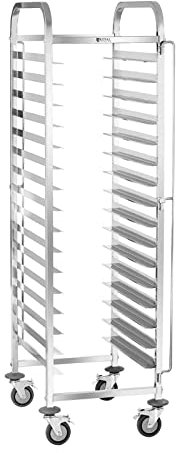 Royal Catering RCTW-16TB.1 Tablettwagen Küchenwagen Abräumwagen Rollwagen (Belastbarkeit 150 kg, Aufnahmekapazität 16 Tabletts 60 x 40 cm, Tablettsicherungen, Edelstahl)