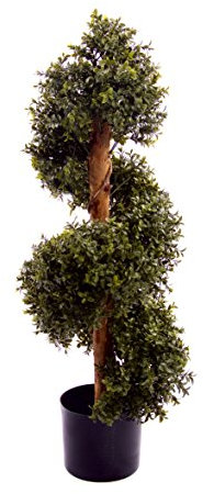 Best Artificial Natural Look 3ft 90cm Boxwood Topiary Spiral Tree UV Fade Protected