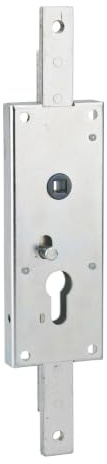 THIRARD - Boitier de Serrure en Applique à Double Entrée à Fouillot pour Garage Basculante - 2 Points Haut & Bas - 60x160 mm - Carré 7 mm - Coffre Acier Cambré - Mécanisme Bec de Cane - Gris