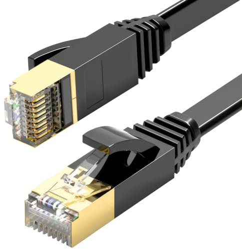 ULTRICS Cable Ethernet Cat 7 de 30 m, cable de red Gigabit plano de 10 Gbps, 600 MHz/s, cable de conexión LAN con conector RJ45 compatible con PS4, PS5, Xbox, router, módem, interruptor, PC - negro
