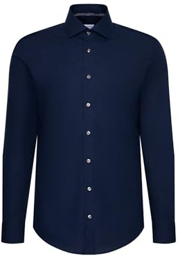Seidensticker Herren Mens Slim Patch Longsleeve Cotton Hemd, Dunkelblau(665477), 42 EU