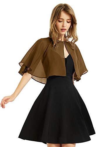 XinQi BUCUXE Damen Soft Chiffon Schal Wraps Shrug für Abendkleid Hochzeit Cape Bolero Flapper Cover Up - Braun - Einheitsgröße