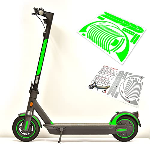 m2medien Aufkleber-Set/Sticker Set - 25-teilig auf 34x22cm Bogen geeignet für Segway Ninebot Max g30d E-Scooter (Neon-Grün)