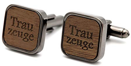 NaturSchatulle Manschettenknöpfe Herren Holz Gravur Trauzeuge 1 Paar Schwarz Manschettenknopf Eckig Hochzeit Anzug Männer Cufflinks for Men