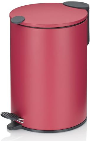 kela Seau à cosmétiques 3l rouge mat, couvercle Silent-Close, poubelle à pédale salle de bain MATS, poubelle de salle de bain avec seau intérieur et anse de transport
