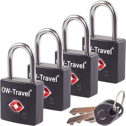 OW-Travel Schloss mit Schlüssel Kofferschloss Vorhängeschloss Gepäckschloss Sicherheitsschloss Schlüsselschloss Diebstahl Sicheres Lock TSA Schloss für Reisekoffer Spind Rucksack Luggage:4 Schwarz