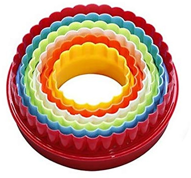 Lot de 6 emporte-pièces en plastique pour beignets, différentes tailles, pour pâte, pâtisserie, biscuits, muffins (multicolore, rond)